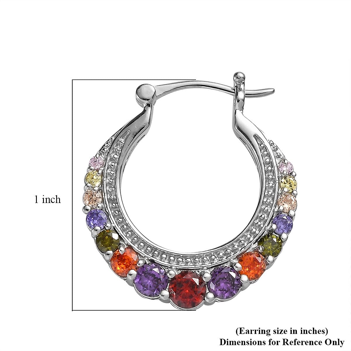 Karis Simulated Multi Color Diamond Hoop Earrings in Platinum Bond 4.25 ctw image number 4