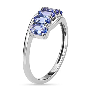 Tanzanite 0.97 ctw Ring in Platinum Over Sterling Silver (Size 5.5)
