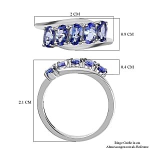 Tanzanite 0.97 ctw Ring in Platinum Over Sterling Silver (Size 5.5)