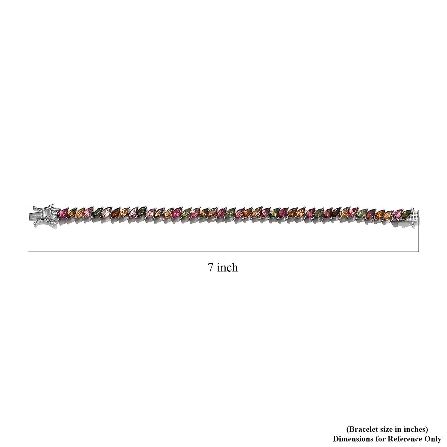 Multi-Tourmaline Tennis Bracelet in Platinum Over Sterling Silver (6.50 In) 8.80 ctw