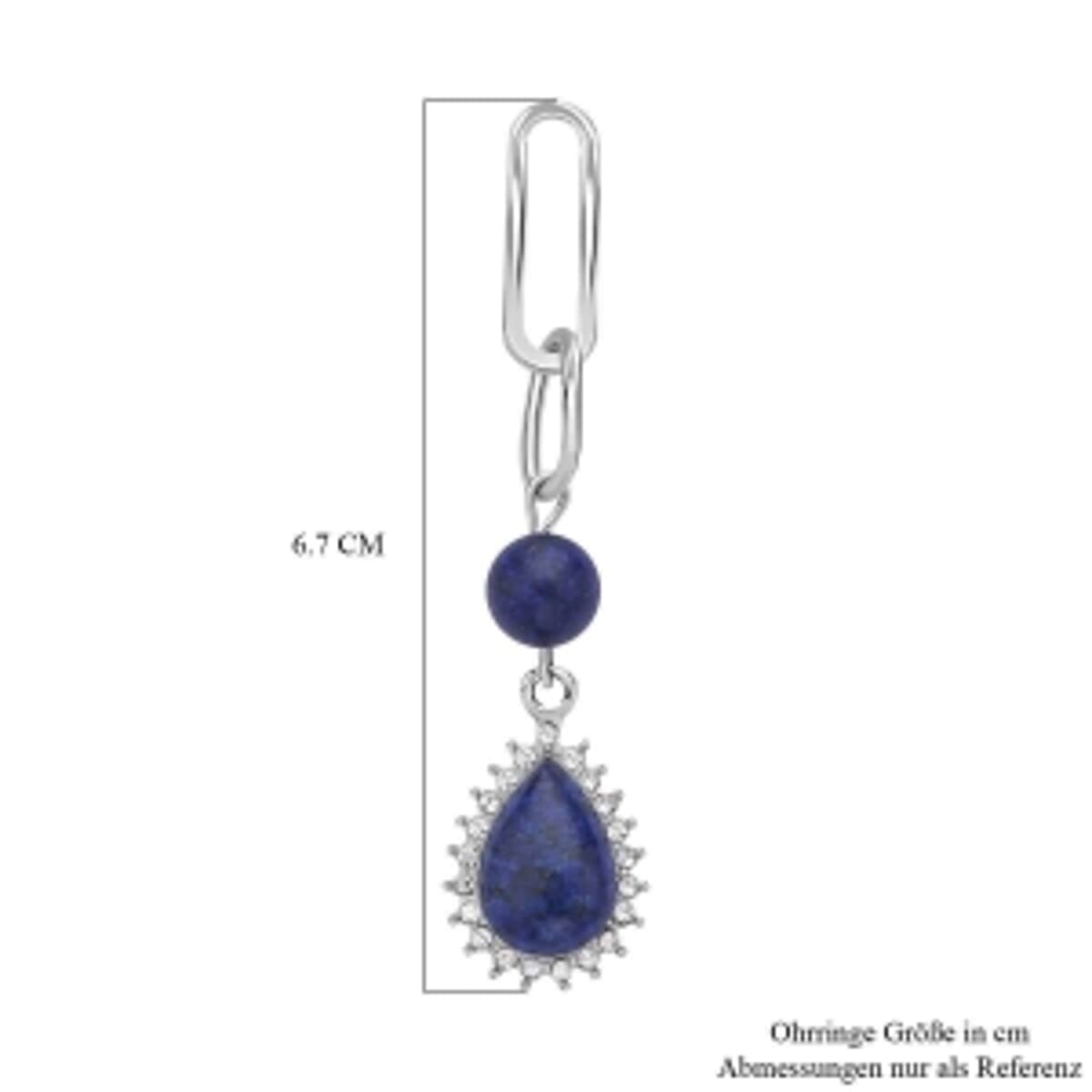 Lapis Lazuli,Austrian Crystal Drop 18.00 ctw Earrings in Silvertone image number 4