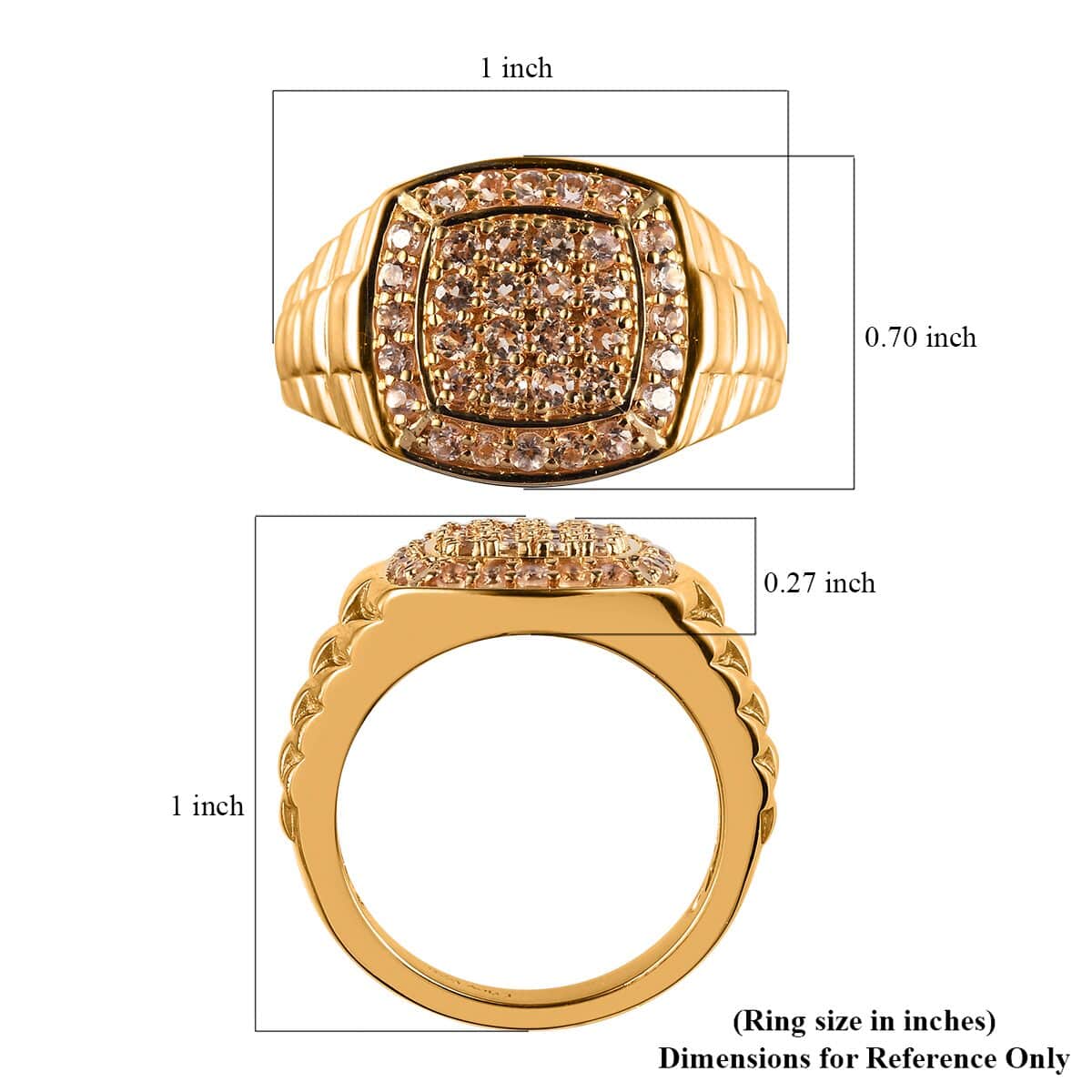Natural Imperial Topaz Men's Ring in Vermeil Yellow Gold Over Sterling Silver 9.30 Grams 1.25 ctw image number 5