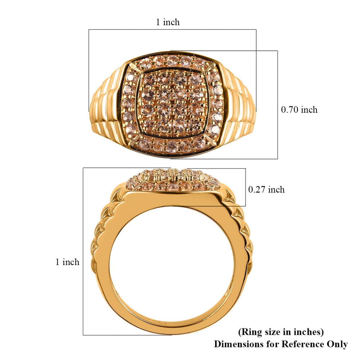Natural Imperial Topaz Men's Ring in Vermeil Yellow Gold Over Sterling Silver (Size 12.0) 9.30 Grams 1.25 ctw image number 5