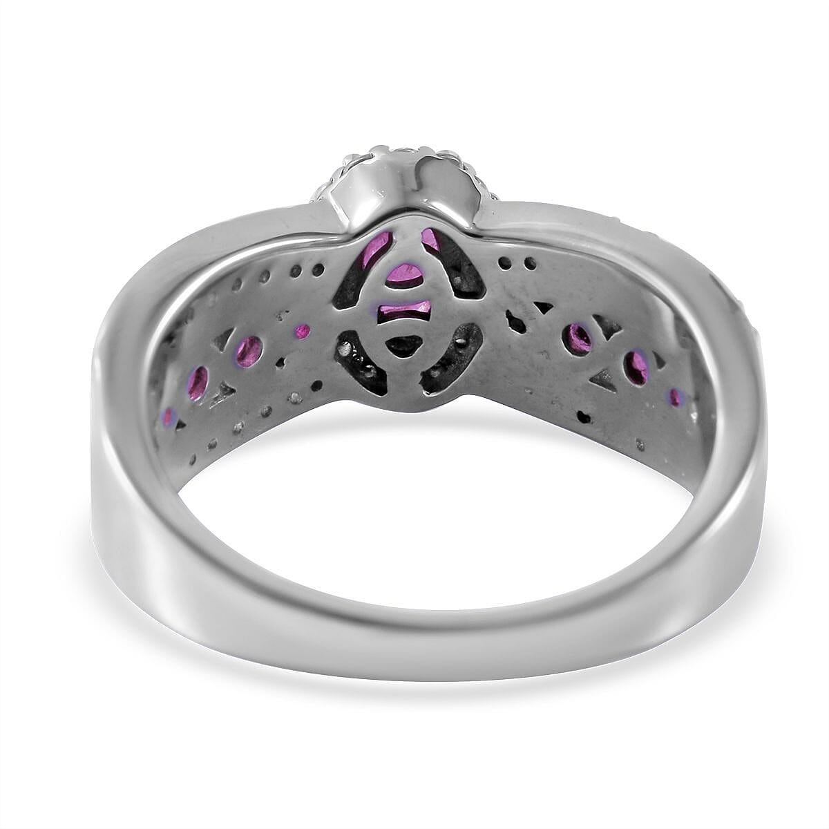 Premium Montepuez Ruby and Natural White Zircon Ring in Platinum Over Sterling Silver 2.25 ctw image number 3