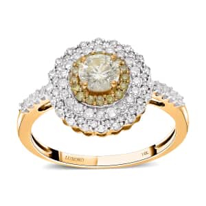 Luxoro 14K Yellow Gold I3 Natural Yellow and White Diamond Cocktail Ring (Size 6.0) 1.00 ctw