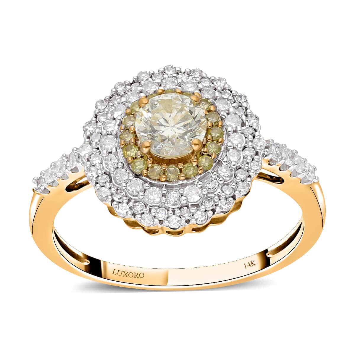 LUXORO 14K Yellow Gold I3 Natural Yellow and White Diamond Cocktail Ring 3.50 Grams 1.00 ctw image number 0