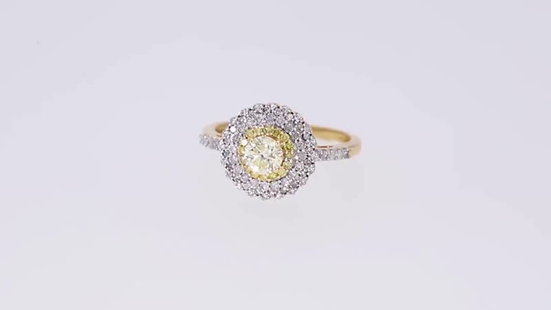 LUXORO 14K Yellow Gold I3 Natural Yellow and White Diamond Cocktail Ring 3.50 Grams 1.00 ctw