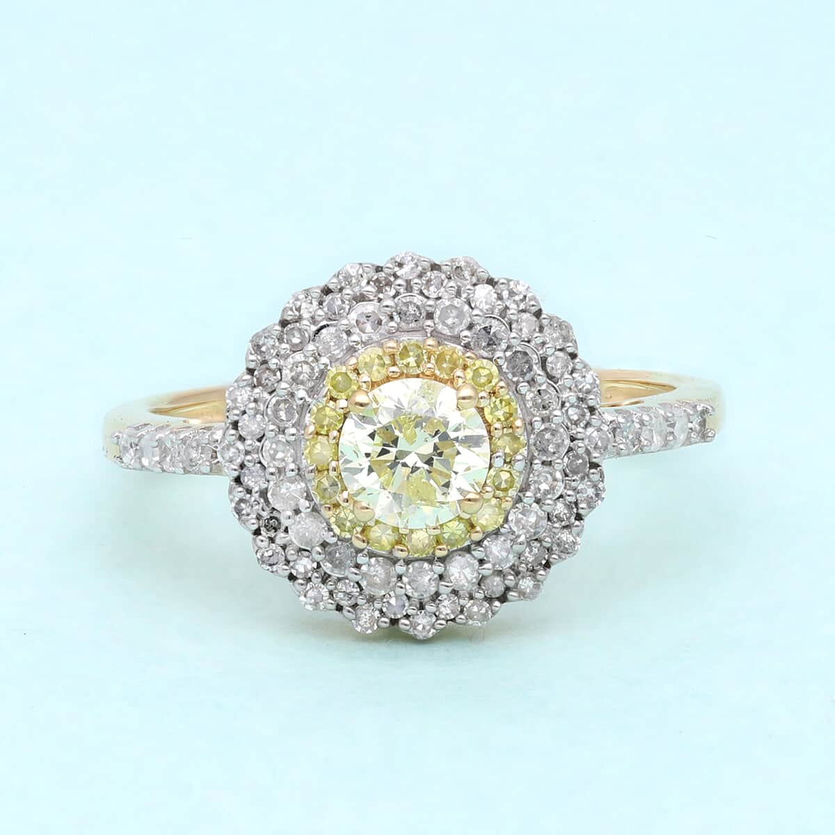 LUXORO 14K Yellow Gold I3 Natural Yellow and White Diamond Cocktail Ring 3.50 Grams 1.00 ctw image number 1