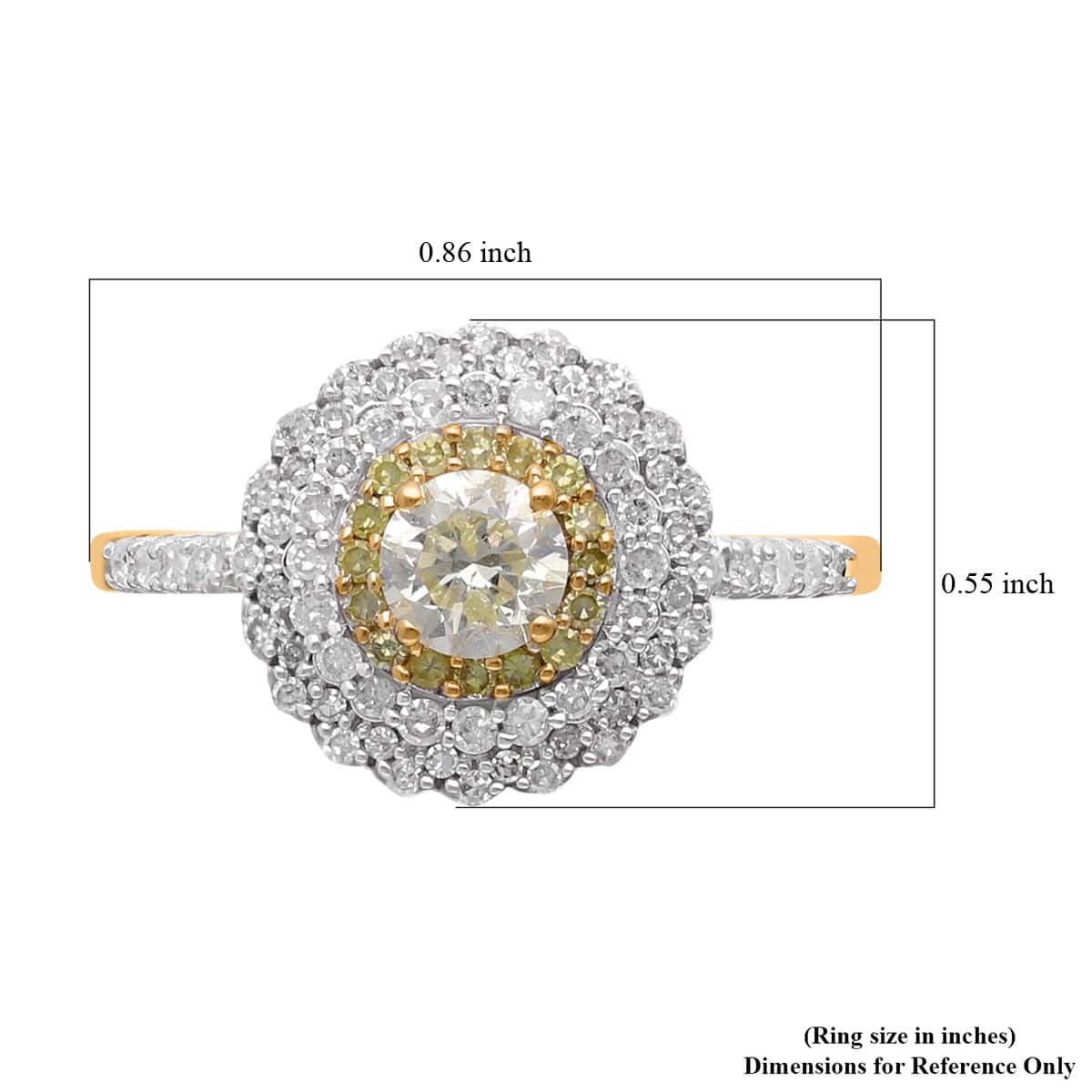 Luxoro 14K Yellow Gold I3 Natural Yellow and White Diamond Cocktail Ring (Size 6.0) 1.00 ctw image number 5