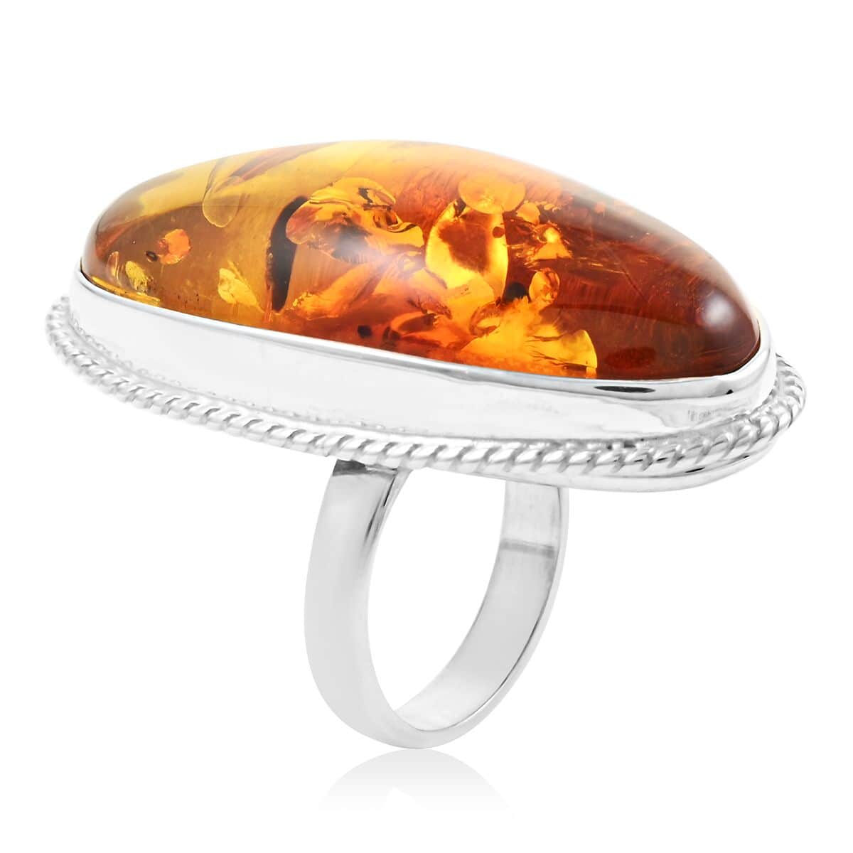 Baltic Amber Ring in Sterling Silver (Size 9.5) image number 3