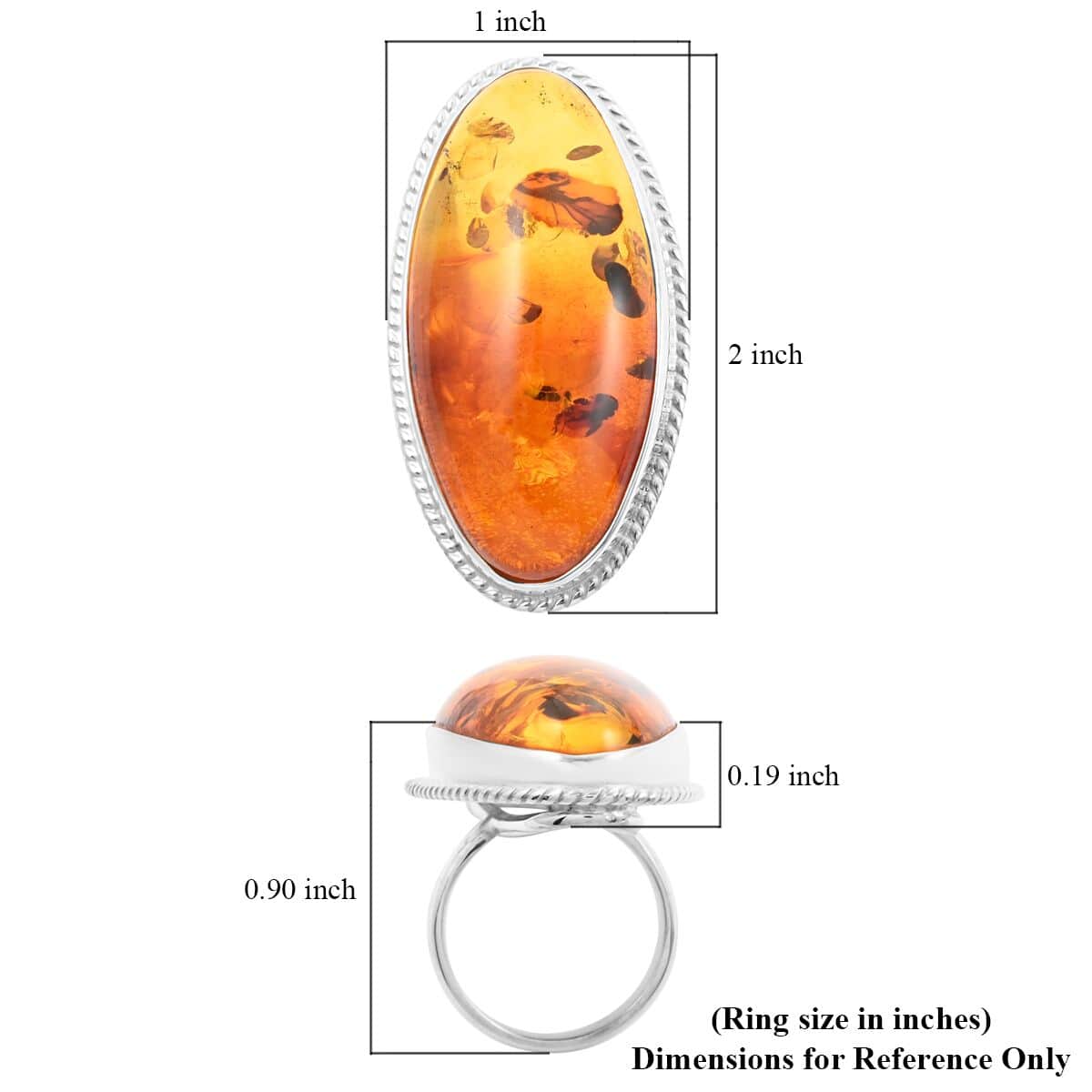 Baltic Amber Ring in Sterling Silver (Size 9.5) image number 4
