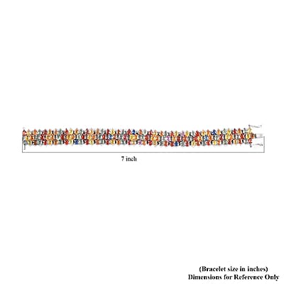 Multi Sapphire Three-Row Bracelet in Platinum Over Sterling Silver (6.50 In) 27.65 ctw