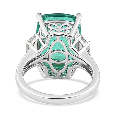 Peacock Quartz (Triplet) and White Topaz Ring in Platinum Over Sterling Silver, Triplet Quartz Jewelry, Birthday Gifts For Her 11.80 ctw