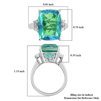 Peacock Quartz (Triplet) and White Topaz Ring in Platinum Over Sterling Silver, Triplet Quartz Jewelry, Birthday Gifts For Her 11.80 ctw