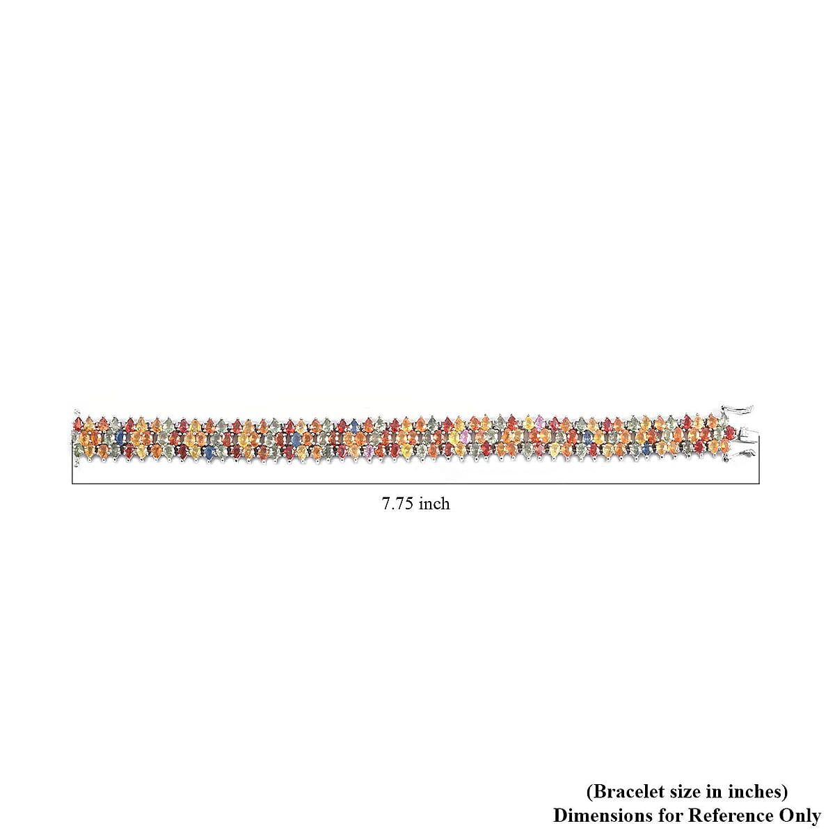 Multi Sapphire Three-Row Bracelet in Platinum Over Sterling Silver (7.25 In) 31.40 ctw image number 2