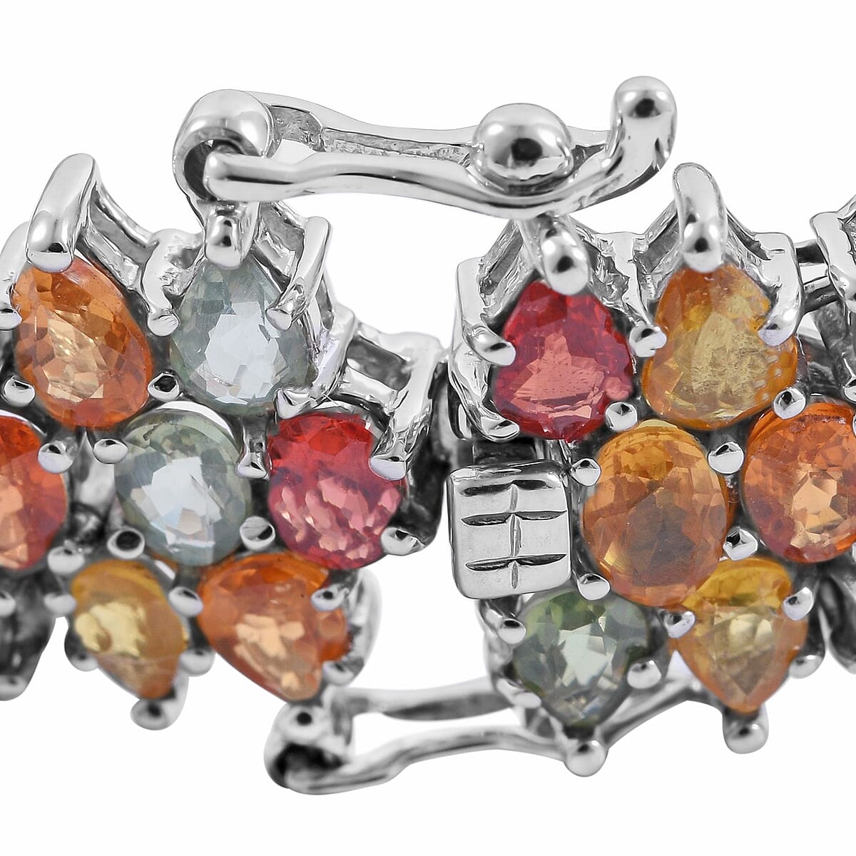 Multi Sapphire Three-Row Bracelet in Platinum Over Sterling Silver (8.00 In) 33.90 ctw image number 1