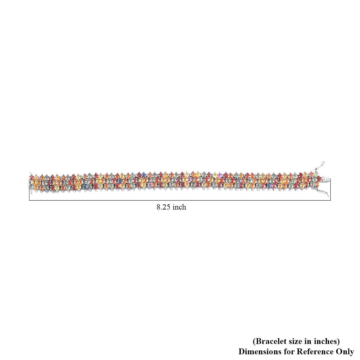 Multi Sapphire Three-Row Bracelet in Platinum Over Sterling Silver (8.00 In) 33.90 ctw image number 2