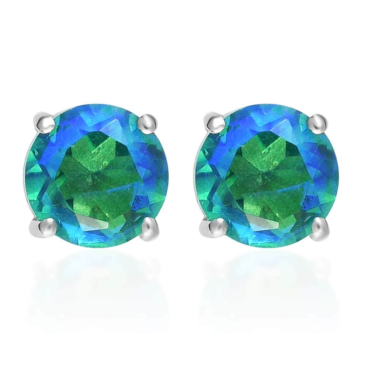 Peacock Quartz Stud Earrings in Platinum Over Sterling Silver 4.00 ctw image number 0
