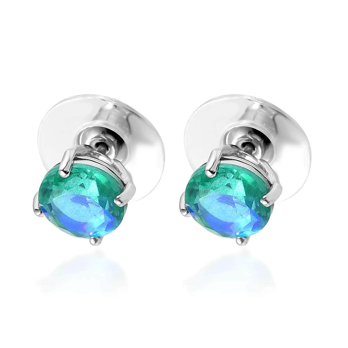 Peacock Quartz Stud Earrings in Platinum Over Sterling Silver 4.00 ctw image number 3