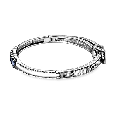Kashmir Kyanite 2.35 ctw Adjustable Bangle Bracelet in Stainless Steel (6.50 In) 