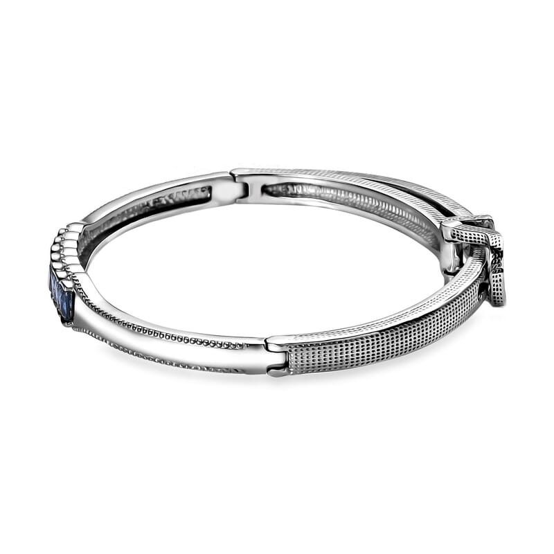 Kashmir Kyanite 2.35 ctw Adjustable Bangle Bracelet in Stainless Steel (6.50 In)