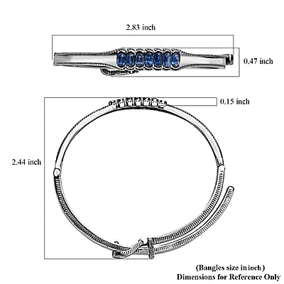Kashmir Kyanite 2.35 ctw Adjustable Bangle Bracelet in Stainless Steel (6.50 In) 