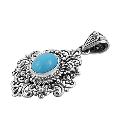 Bali Legacy Sleeping Beauty Turquoise Pendant in Sterling Silver 2.20 ctw