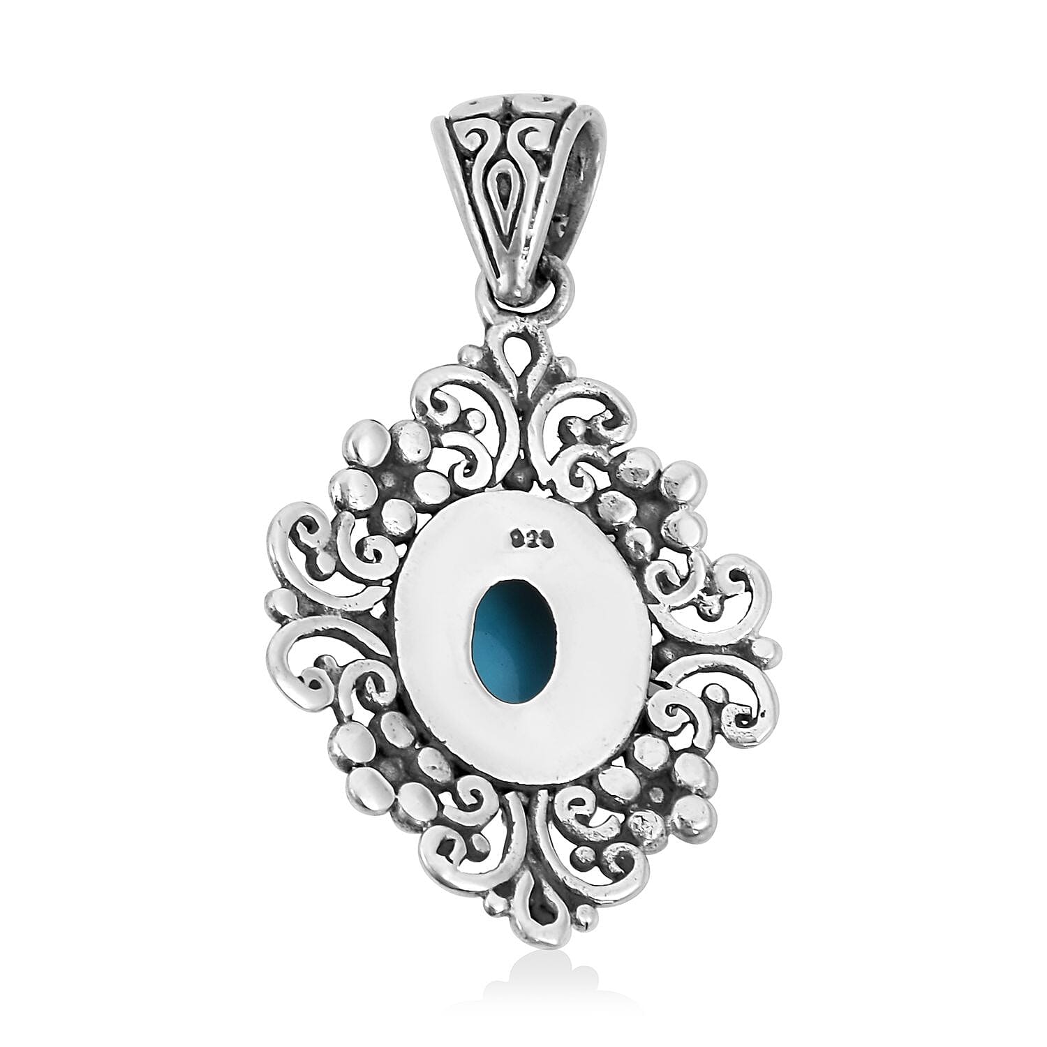 Bali Legacy Sleeping Beauty Turquoise Pendant in Sterling Silver 2.20 ctw