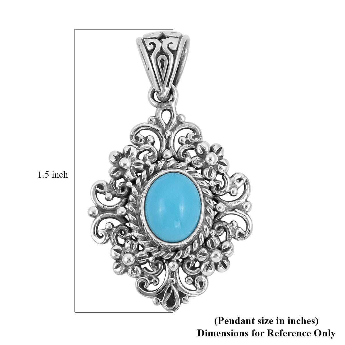 Bali Legacy Sleeping Beauty Turquoise Pendant in Sterling Silver 2.20 ctw