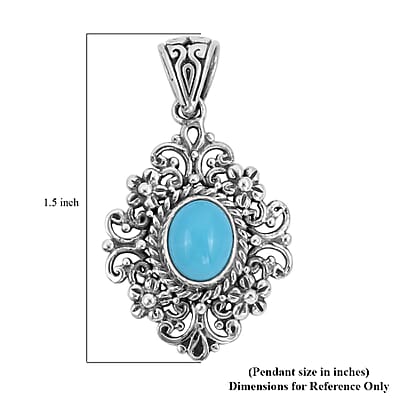 Bali Legacy Sleeping Beauty Turquoise Pendant in Sterling Silver 2.20 ctw