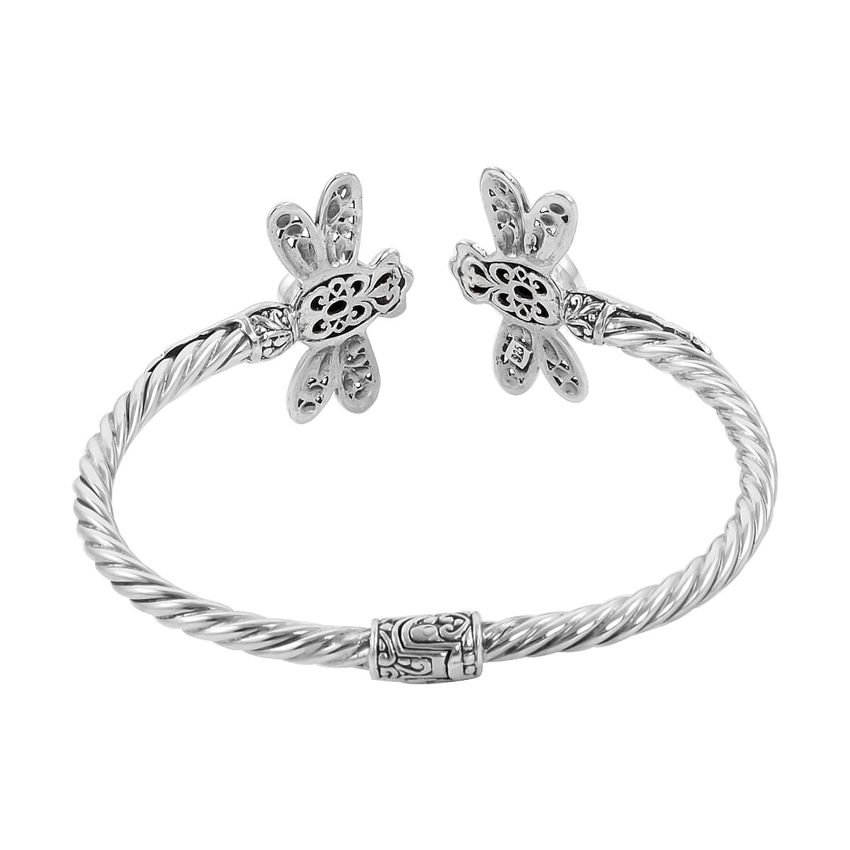 Bali Legacy Sleeping Beauty Turquoise Dragonfly Cuff Bracelet in Sterling Silver 2.90 ctw image number 4