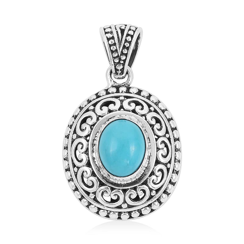 Bali Legacy Sleeping Beauty Turquoise Pendant in Sterling Silver 2.25 ctw