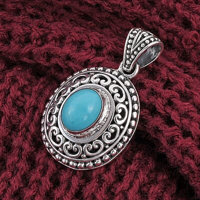 Bali Legacy Sleeping Beauty Turquoise Pendant in Sterling Silver 2.25 ctw