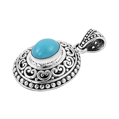 Bali Legacy Sleeping Beauty Turquoise Pendant in Sterling Silver 2.25 ctw