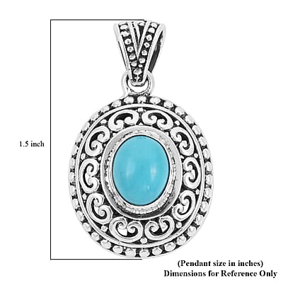 Bali Legacy Sleeping Beauty Turquoise Pendant in Sterling Silver 2.25 ctw