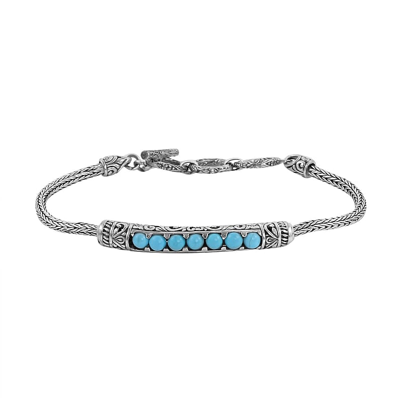 Bali Legacy Sleeping Beauty Turquoise Bracelet in Sterling Silver (7.50 In) 1.80 ctw