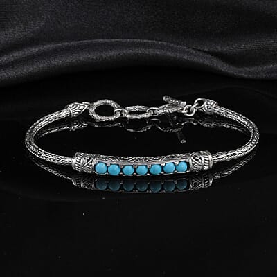 Bali Legacy Sleeping Beauty Turquoise Bracelet in Sterling Silver (7.50 In) 1.80 ctw