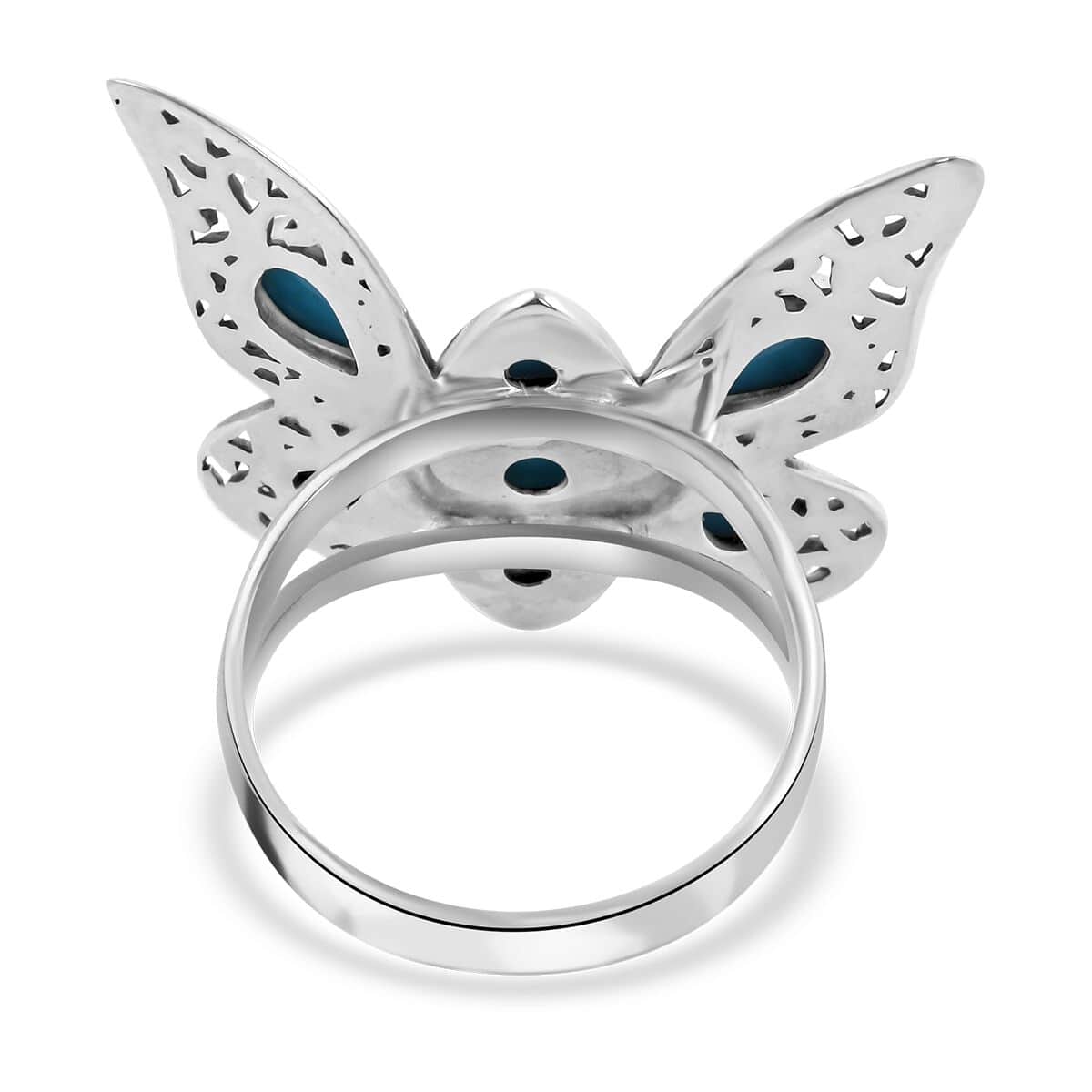 BALI LEGACY American Natural Sleeping Beauty Turquoise Butterfly Ring in Sterling Silver (Size 10.0) 3.25 ctw image number 4