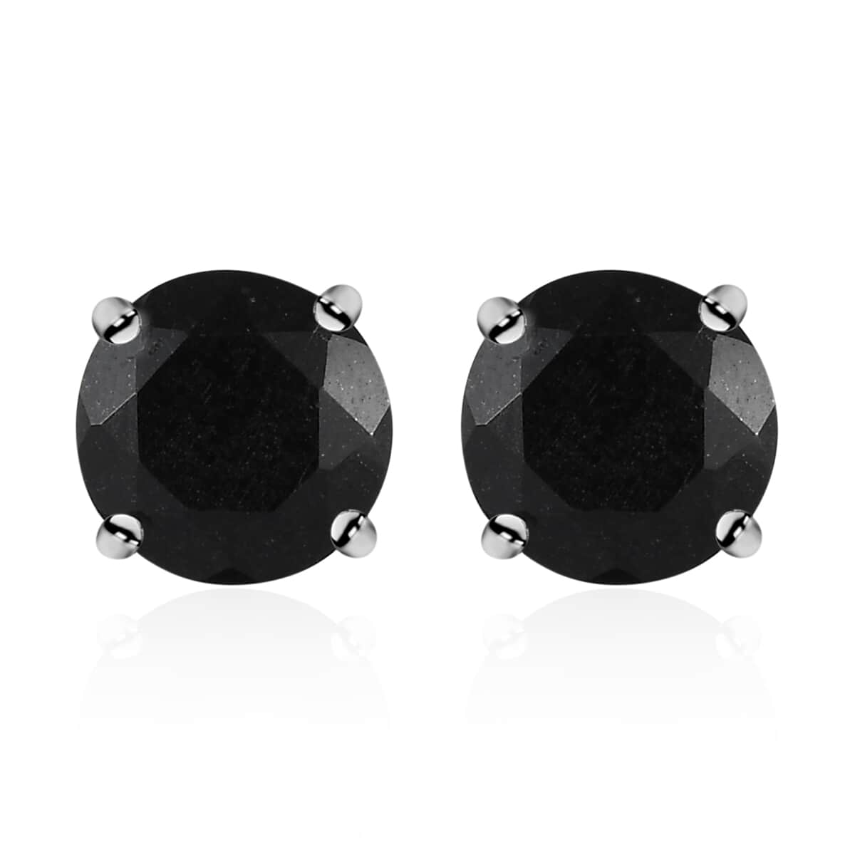 Australian Black Tourmaline Solitaire Stud Earrings in Platinum Over Sterling Silver 2.75 ctw image number 0