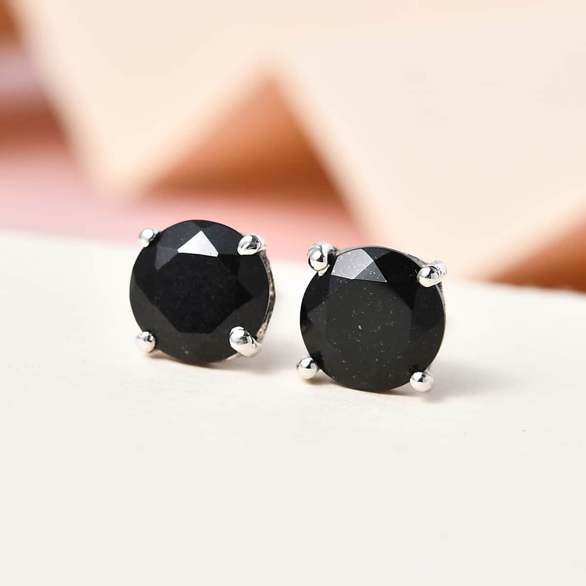 Australian Black Tourmaline Solitaire Stud Earrings in Platinum Over Sterling Silver 2.75 ctw image number 1