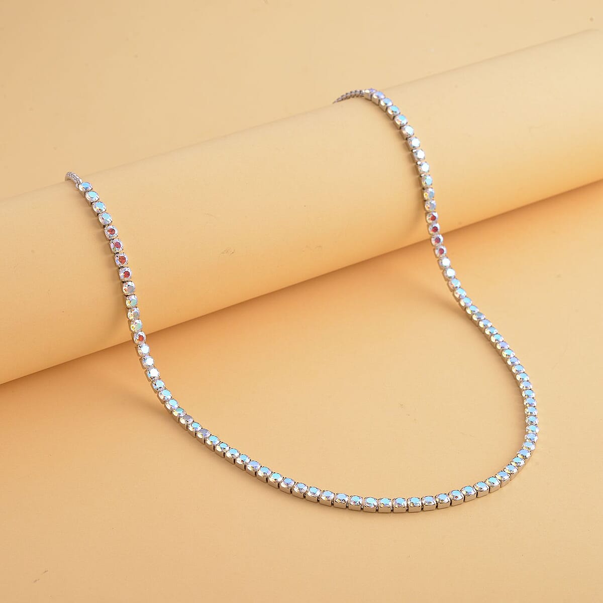 Simulated Aurora Borealis Diamond Multi-Wear Butterfly Slider Bolo Tennis Necklace (15-33 Inches) in Stainless Steel 45.00 ctw , Tarnish-Free, Waterproof, Sweat Proof Jewelry image number 1