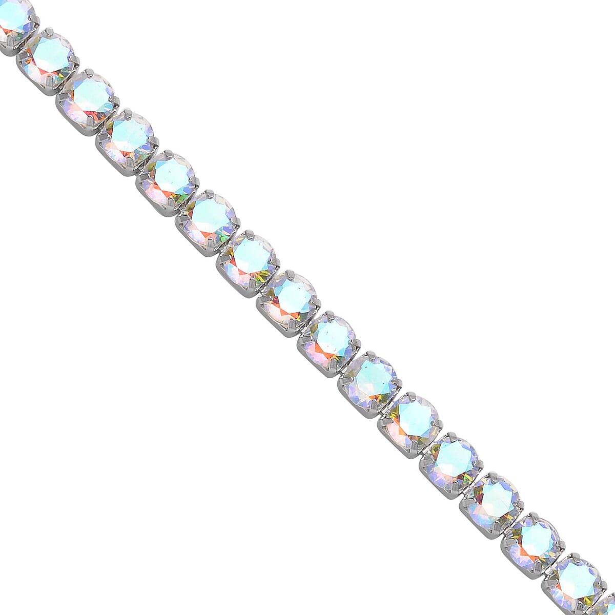 Simulated Aurora Borealis Diamond Multi-Wear Butterfly Slider Bolo Tennis Necklace (15-33 Inches) in Stainless Steel 45.00 ctw , Tarnish-Free, Waterproof, Sweat Proof Jewelry image number 3