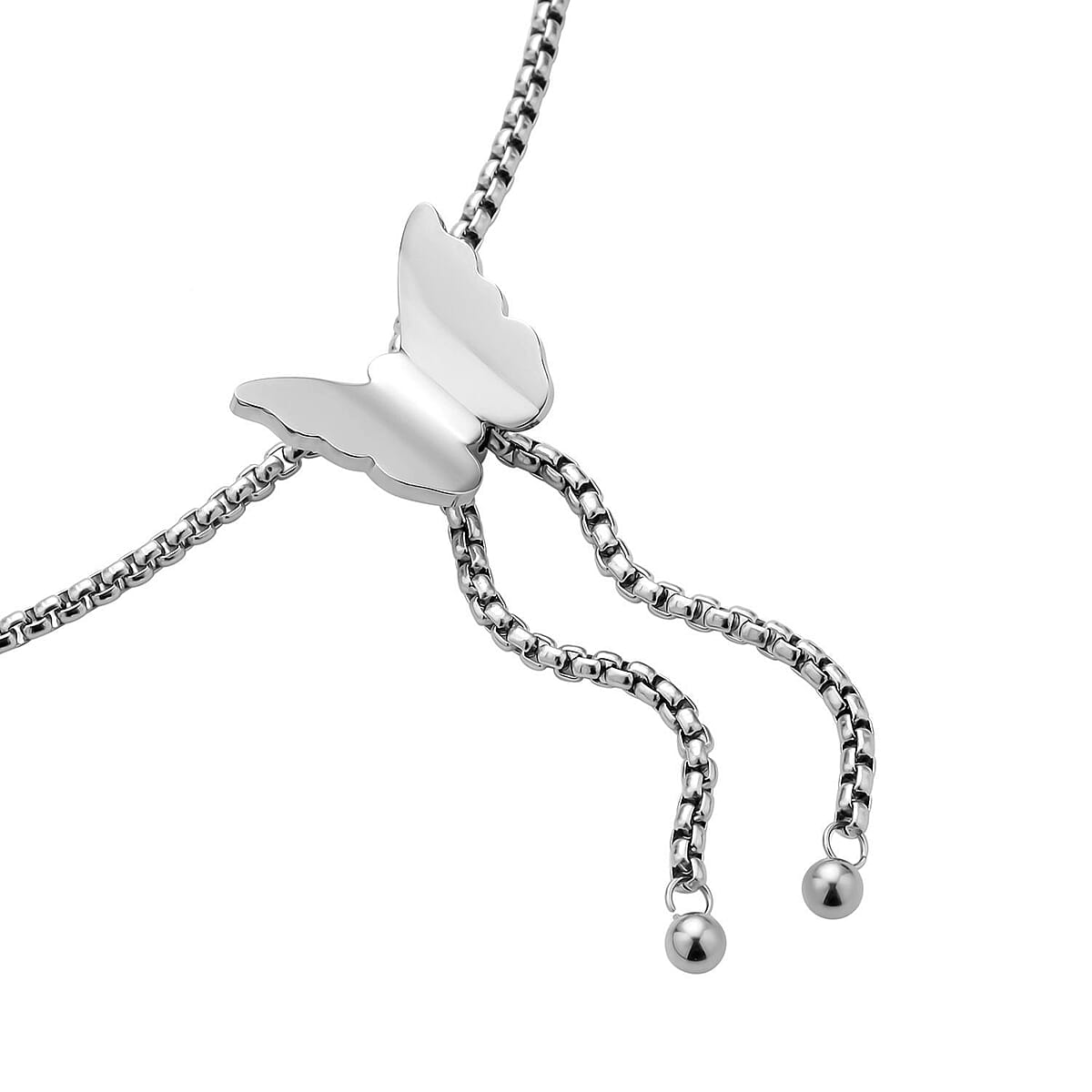 Simulated Aurora Borealis Diamond Multi-Wear Butterfly Slider Bolo Tennis Necklace (15-33 Inches) in Stainless Steel 45.00 ctw , Tarnish-Free, Waterproof, Sweat Proof Jewelry image number 4