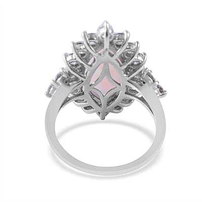 Premium Ethiopian Welo Opal and Moissanite Halo Ring in Platinum Over Sterling Silver (Size 10.0) 6.80 ctw