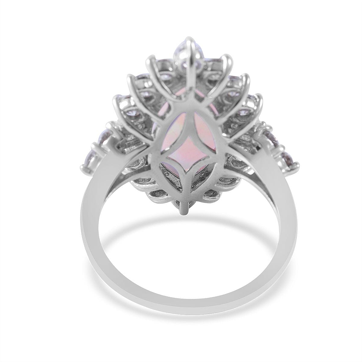 Premium Ethiopian Welo Opal and Moissanite Halo Ring in Platinum Over Sterling Silver (Size 7.0) 6.80 ctw image number 3