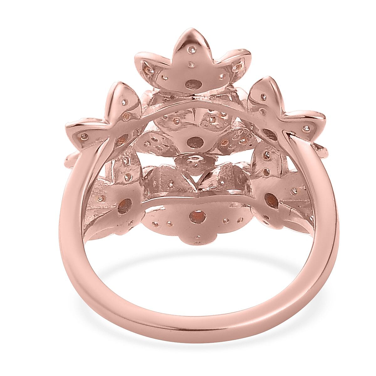 Natural Pink Diamond Floral Ring in Vermeil Rose Gold Over Sterling Silver (Size 10.0) 0.50 ctw
