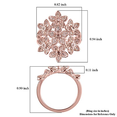 Natural Pink Diamond Floral Ring in Vermeil Rose Gold Over Sterling Silver (Size 10.0) 0.50 ctw