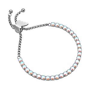 Simulated Aurora Borealis Diamond Multi-Wear Butterfly Slider Bolo Tennis Bracelet in Stainless Steel (5-9Inches) , Tarnish-Free, Waterproof, Sweat Proof Jewelry