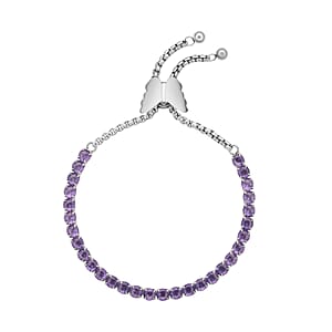 Simulated Purple Diamond Multi-Wear Butterfly Slider Bolo Tennis Bracelet in Stainless Steel (5-9Inches) , Tarnish-Free, Waterproof, Sweat Proof Jewelry