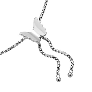 Simulated Purple Diamond Multi-Wear Butterfly Slider Bolo Tennis Bracelet in Stainless Steel (5-9Inches) , Tarnish-Free, Waterproof, Sweat Proof Jewelry